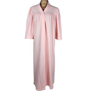 Vanity Fair Pink Fleece Snap Pockets Front Robe Gown Duster 3/4 Sleeve XL 44